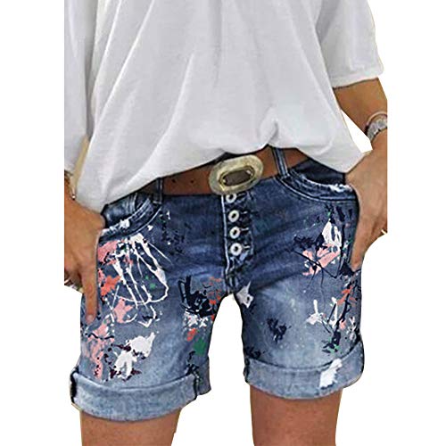 ORANDESIGNE Damen Jeansshorts Basic Waschung Jeans Bermuda-Shorts Kurze Hosen aus Denim für den Damen High Waist Denim Kurze Hose mit Quaste Ripped Loch Hotpants Shorts A Dunkelblau S von ORANDESIGNE