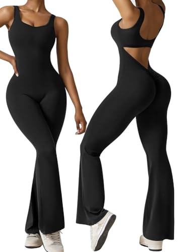 ORANDESIGNE Damen Jumpsuit Flared Eng Scrunch Butt Bodysuit Lang Yoga Ärmellos Overall Sport Rückenfrei Einteiler Bootcut Onepiece Ganzkörperanzug Sexy Playsuits Gym Workout Bodycon B Schwarz M ORANDESIGNE Damen Jumpsuit Flared Eng Scrunch Butt Bodysuit Lang Yoga Ärmellos Overall Sport Rückenfrei Einteiler Bootcut Onepiece Ganzkörperanzug Sexy Playsuits Gym Workout Bodycon B Schwarz M von ORANDESIGNE