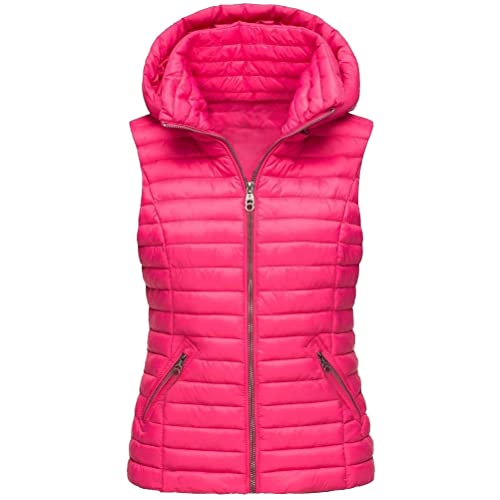 ORANDESIGNE Damen Kapuzen Daunenweste Mantel Winter Leichte Schlanke Weste Jacke Ärmellose Steppweste Winddichte Oberteile Sportweste Bodywarmer Outdoorwear C Rosarot XL von ORANDESIGNE