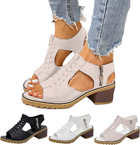 ORANDESIGNE Damen Keilabsatz Sandalen Frauen Sommer Offene Schuhe Faux Leder Plattform Flip Flops Freizeit Sommerschuhe von ORANDESIGNE