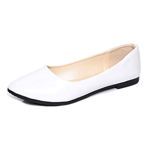 ORANDESIGNE Damen Klassische Pumps Frühling Sommer Mode Elegant Flach Lackleder Arbeit Schuhe Basic Work Geschlossene Pump Schuhe Weiß 39 EU ORANDESIGNE Damen Klassische Pumps Frühling Sommer Mode Elegant Flach Lackleder Arbeit Schuhe Basic Work Geschlossene Pump Schuhe Weiß 39 EU von ORANDESIGNE