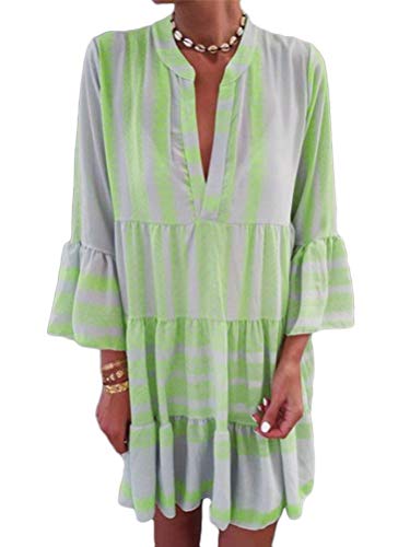 ORANDESIGNE Damen Kleider Strand Elegant Casual A-Linie Kleid 3/4-Arm Sommerkleider Boho V-Ausschnitt Tunika Mini Kleider A Gelb L ORANDESIGNE Damen Kleider Strand Elegant Casual A-Linie Kleid 3/4-Arm Sommerkleider Boho V-Ausschnitt Tunika Mini Kleider A Gelb L von ORANDESIGNE