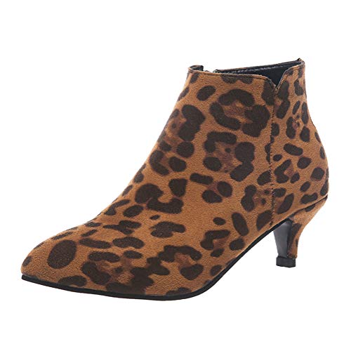 ORANDESIGNE Damen Kleiner Absatz Frauen Ankle Boots Wildleder Reissverschluss Stiefel Mit Absatz 5cm A Leopard 38 EU von ORANDESIGNE
