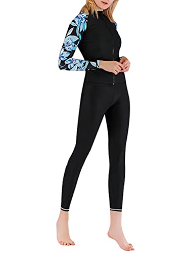 ORANDESIGNE Damen Kurz Neoprenanzug Kurzarm One Piece Frontreißverschluss Schwimmanzug zum Tauchen Schnorcheln Surfen Schwimmen Anzug Badeanzug H Schwarz M von ORANDESIGNE