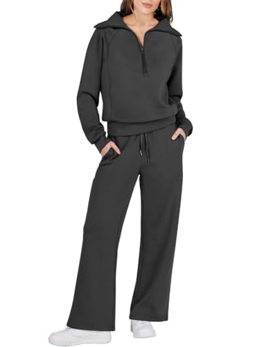 ORANDESIGNE Damen Lässiger Pyjama Trainingsanzug Sweatshirts 2-Teiliges Lounge-Set A Schwarz XL von ORANDESIGNE