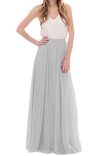 ORANDESIGNE Damen Langer Tüllrock Elegant Hochzeit Röcke Lange Sommerrock Maxirock A Linie Elastischer Hoher Bund Midirock 12 S von ORANDESIGNE