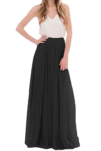 ORANDESIGNE Damen Langer Tüllrock Elegant Hochzeit Röcke Lange Sommerrock Maxirock A Linie Elastischer Hoher Bund Midirock 16 L von ORANDESIGNE