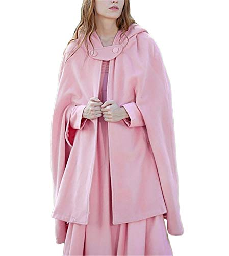 ORANDESIGNE Damen Lose Umhang mit Kapuze Mantel Poncho Kap Winter Herbst Langarm Casual Outwear Longstrickjacke Trenchcoat Cape Rosa S von ORANDESIGNE