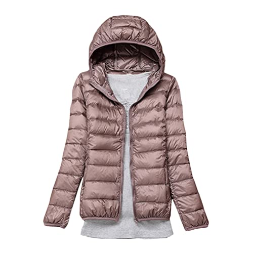 ORANDESIGNE Damen Mantel mit Kapuze Daunenjacke Warme Steppjacke Übergangs Winterjacke Übergangsjacke Outdoorjacke Mädchen Casual Parka Wintermantel Daunenmantel Khaki 3XL von ORANDESIGNE