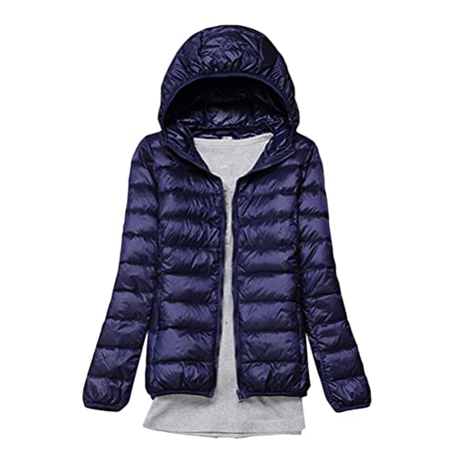 ORANDESIGNE Damen Mantel mit Kapuze Daunenjacke Warme Steppjacke Übergangs Winterjacke Übergangsjacke Outdoorjacke Mädchen Casual Parka Wintermantel Daunenmantel Navy Blau M von ORANDESIGNE