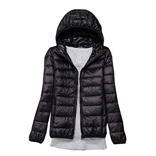 ORANDESIGNE Damen Mantel mit Kapuze Daunenjacke Warme Steppjacke Übergangs Winterjacke Übergangsjacke Outdoorjacke Mädchen Casual Parka Wintermantel Daunenmantel Schwarz 3XL von ORANDESIGNE