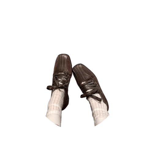 ORANDESIGNE Damen Mary Jane Halbschuhe Quadratischem Kopf Kreuzriemen Riemchen Ballerinas Bequem Weichen Boden Schwarz Sneaker A Braun 38 ORANDESIGNE Damen Mary Jane Halbschuhe Quadratischem Kopf Kreuzriemen Riemchen Ballerinas Bequem Weichen Boden Schwarz Sneaker A Braun 38 von ORANDESIGNE