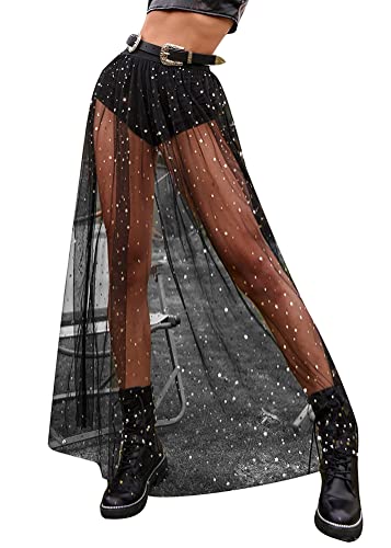 ORANDESIGNE Damen Mode Streetwear Transparent Rock Party Clubwear Unterkleid Bikini Cover up A Schwarz XL von ORANDESIGNE