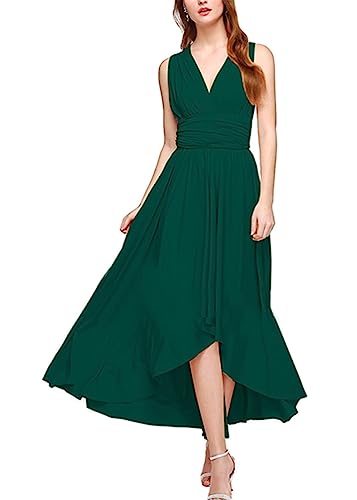 ORANDESIGNE Damen Multiway Lange Abendkleid Hochzeit Brautjungfernkleid Bodenlang Partykleid Cocktailkleid Cabrio Wickelkleid V-Ausschnitt Festlich Kleid Rückenfrei Maxikleid C Grün M von ORANDESIGNE