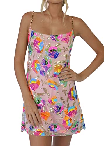 ORANDESIGNE Damen Paillettenkleid Spaghettiträger Kleid Sexy Party Kleid Backless Tiefes V-Ausschnitt Sommerkleid Ärmelloses Kleid Florale Strandkleid Mini Kleider Clubwear B Rosa S ORANDESIGNE Damen Paillettenkleid Spaghettiträger Kleid Sexy Party Kleid Backless Tiefes V-Ausschnitt Sommerkleid Ärmelloses Kleid Florale Strandkleid Mini Kleider Clubwear B Rosa S von ORANDESIGNE