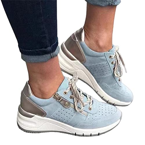 ORANDESIGNE Damen Plateau Sneaker Freizeitschuhe Mode Keilabsatz Flache Schuhe Schnüren Bequeme Sneakers Weiblich Atmungsaktive Outdoor Laufschuhe 39 EU A Hellblau ORANDESIGNE Damen Plateau Sneaker Freizeitschuhe Mode Keilabsatz Flache Schuhe Schnüren Bequeme Sneakers Weiblich Atmungsaktive Outdoor Laufschuhe 39 EU A Hellblau von ORANDESIGNE