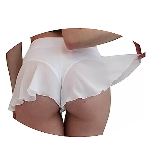 ORANDESIGNE Scrunch Butt Sportshorts Damen Push Up Booty Nahtlos Biker Yoga Fitness Gym Shorts Hohe Taille Pole Dance Rüschen Bikini Rave Cut Out Clubwear E Weiß M von ORANDESIGNE