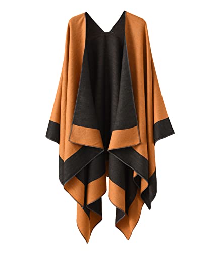 ORANDESIGNE Damen Poncho Schal Cashmere Feeling Strick Cape Cardigan Gestrickt Überdimensionalen Decke Kap-Schal Für Frauen Mutter Geschenk A Braun von ORANDESIGNE