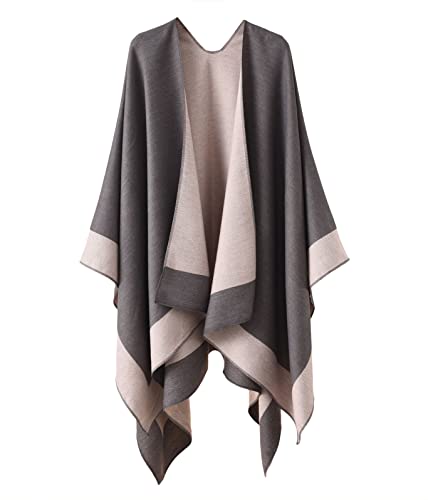 ORANDESIGNE Damen Poncho Schal Cashmere Feeling Strick Cape Cardigan Gestrickt Überdimensionalen Decke Kap-Schal Für Frauen Mutter Geschenk A Hellgrau von ORANDESIGNE