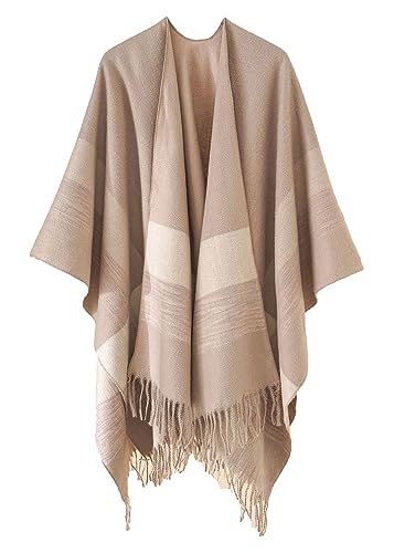 ORANDESIGNE Damen Poncho Schal Cashmere Feeling Strick Cape Cardigan Gestrickt Überdimensionalen Decke Kap-Schal Für Frauen Mutter Geschenk F Khaki von ORANDESIGNE