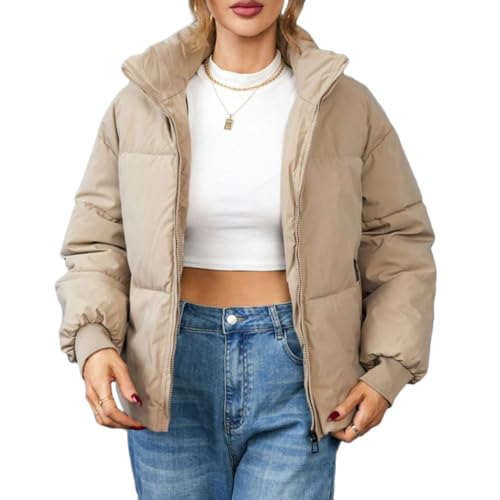 ORANDESIGNE Damen Puffer Jacke Kurz Winter Warm Gesteppte Dicke Winterjacke Übergangsjacke Outdoor Langarm Baumwolljacke Outdoorjacke B Khaki M ORANDESIGNE Damen Puffer Jacke Kurz Winter Warm Gesteppte Dicke Winterjacke Übergangsjacke Outdoor Langarm Baumwolljacke Outdoorjacke B Khaki M von ORANDESIGNE