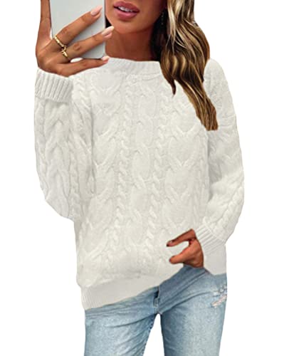 ORANDESIGNE Damen Pullover Elegant Winter Basic Oversize Pullover Casual Langarm Rundhals Strickpullover Grobstrickpullover Tops Pulli Oberteile A Weiß M ORANDESIGNE Damen Pullover Elegant Winter Basic Oversize Pullover Casual Langarm Rundhals Strickpullover Grobstrickpullover Tops Pulli Oberteile A Weiß M von ORANDESIGNE