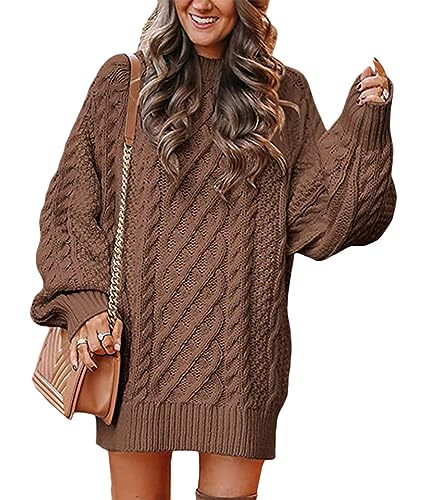 ORANDESIGNE Damen Pullover Kleid mit Rundhalsausschnitt Lange Ärmel Minikleid Langer Pullover Kabelstrick Slouchy Oversized Chunky Kleider Herbst Winter Gestrickte Pullover Tops A Dunkelbraun L ORANDESIGNE Damen Pullover Kleid mit Rundhalsausschnitt Lange Ärmel Minikleid Langer Pullover Kabelstrick Slouchy Oversized Chunky Kleider Herbst Winter Gestrickte Pullover Tops A Dunkelbraun L von ORANDESIGNE
