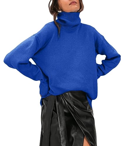 ORANDESIGNE Damen Rollkragen Pullover Herbst Winter Basic Dick Gestrickt Übergröße Pullover Weiche Lockere Langarm Strickpullis Jumpers A Königsblau L ORANDESIGNE Damen Rollkragen Pullover Herbst Winter Basic Dick Gestrickt Übergröße Pullover Weiche Lockere Langarm Strickpullis Jumpers A Königsblau L von ORANDESIGNE