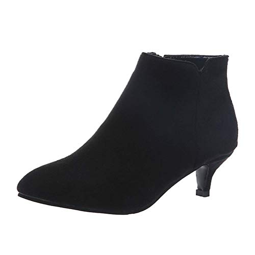 ORANDESIGNE Damen Schwarz Kleiner Absatz Frauen Ankle Boots Wildleder Reissverschluss Stiefel Ankle Boots Winter Schuhe (A, numeric_41) von ORANDESIGNE