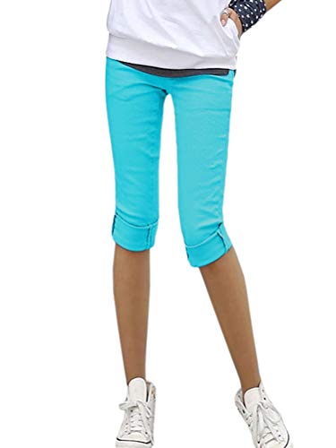 ORANDESIGNE Damen Skinny Jeans Hose Caprihose Slim Fit Denim Leichte Sommerhose Hellblau XXL von ORANDESIGNE