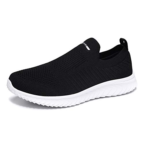 ORANDESIGNE Damen Slip On Sneakers Walkingschuhe Leichte Atmungsaktiv Freizeitschuhe Outdoor Gym Bequem Turnschuhe B Schwarz Weiß 43 EU von ORANDESIGNE