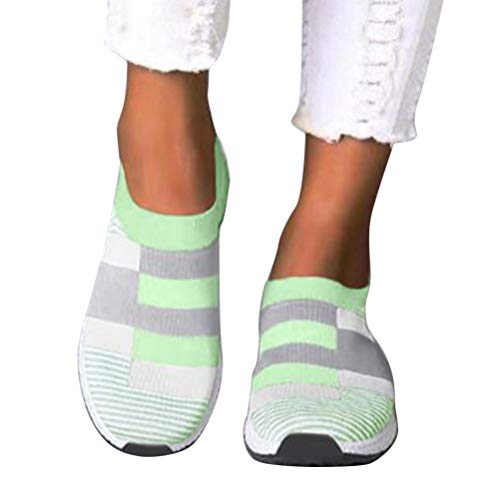 ORANDESIGNE Damen Sneaker Atmungsaktive Turnschuhe Bequem Sportschuhe Slip On Jogging Fitness Schuhe Freizeitschuh für Outdoor Fitness Gym Grün 37 von ORANDESIGNE