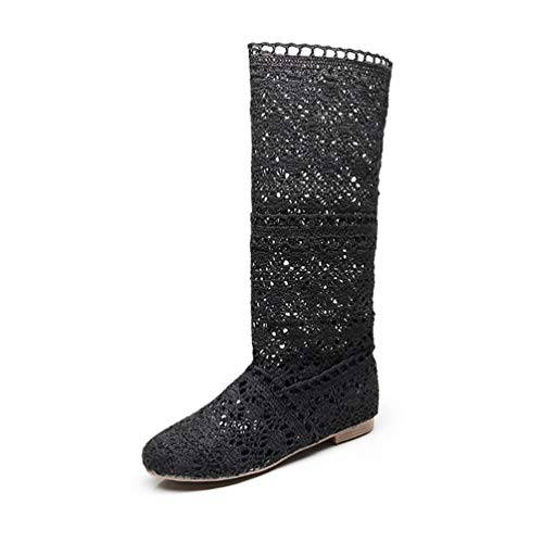 ORANDESIGNE Damen Sommer Stiefel Hohl Spitze Stiefeletten Flach Stickerei Hohe Stiefel Mesh Schlupfstiefel Schwarz EU 37 ORANDESIGNE Damen Sommer Stiefel Hohl Spitze Stiefeletten Flach Stickerei Hohe Stiefel Mesh Schlupfstiefel Schwarz EU 37 von ORANDESIGNE