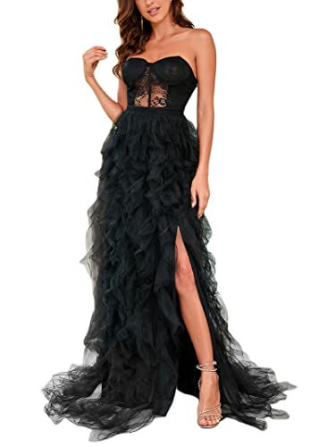 ORANDESIGNE Damen Spitzenkleid Brautjungfer Kleid Ballkleider Lang Elegant A-Linie Party Prom Dress Seitenschlitz Hochzeit Abendparty Kleid Lang Abendkleid Party Cocktailkleid A Schwarz L ORANDESIGNE Damen Spitzenkleid Brautjungfer Kleid Ballkleider Lang Elegant A-Linie Party Prom Dress Seitenschlitz Hochzeit Abendparty Kleid Lang Abendkleid Party Cocktailkleid A Schwarz L von ORANDESIGNE