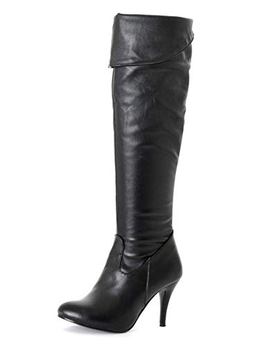 ORANDESIGNE Damen Stiletto über den Kniestiefeln Stiefel mit Hohem Absatz PU Leder Wildlederstiefel Große Größe B Schwarz 44 EU von ORANDESIGNE