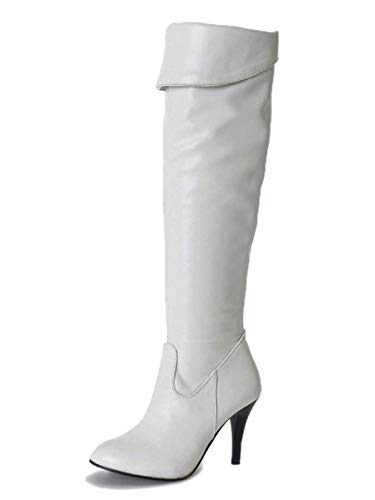 ORANDESIGNE Damen Stiletto über den Kniestiefeln Stiefel mit Hohem Absatz PU Leder Wildlederstiefel Große Größe B Weiß 41 EU ORANDESIGNE Damen Stiletto über den Kniestiefeln Stiefel mit Hohem Absatz PU Leder Wildlederstiefel Große Größe B Weiß 41 EU von ORANDESIGNE