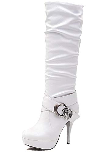 ORANDESIGNE Damen Stiletto über den Kniestiefeln Stiefel mit Hohem Absatz PU Leder Wildlederstiefel Große Größe C Weiß 39 EU ORANDESIGNE Damen Stiletto über den Kniestiefeln Stiefel mit Hohem Absatz PU Leder Wildlederstiefel Große Größe C Weiß 39 EU von ORANDESIGNE
