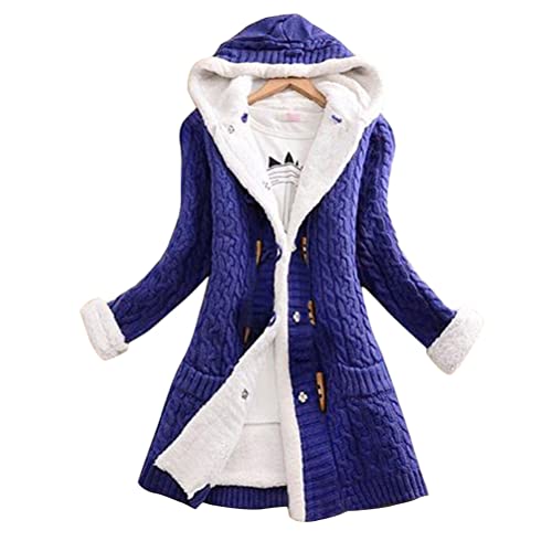 ORANDESIGNE Damen Strickjacke Cardigan Lang Strickmantel Pullover Strick Cardigan Outwear Langarm Winterjacken Strick Mäntel mit Tasche A Blau L von ORANDESIGNE