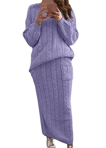 ORANDESIGNE Damen Strickkleid Zweiteiliger Anzug Pullover Oberteil und Midi Strickrock Bodycon 2 Stück Set Winter Strick Kleid M A Hellviolett Pulloverkleid ORANDESIGNE Damen Strickkleid Zweiteiliger Anzug Pullover Oberteil und Midi Strickrock Bodycon 2 Stück Set Winter Strick Kleid M A Hellviolett Pulloverkleid von ORANDESIGNE