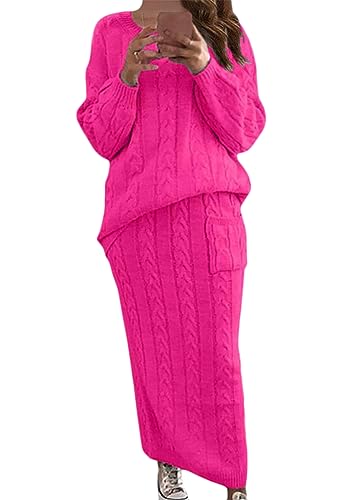 ORANDESIGNE Damen Strickkleid Zweiteiliger Anzug Pullover Oberteil und Midi Strickrock Bodycon 2 Stück Set Winter Strick Kleid Pulloverkleid A Rose L ORANDESIGNE Damen Strickkleid Zweiteiliger Anzug Pullover Oberteil und Midi Strickrock Bodycon 2 Stück Set Winter Strick Kleid Pulloverkleid A Rose L von ORANDESIGNE