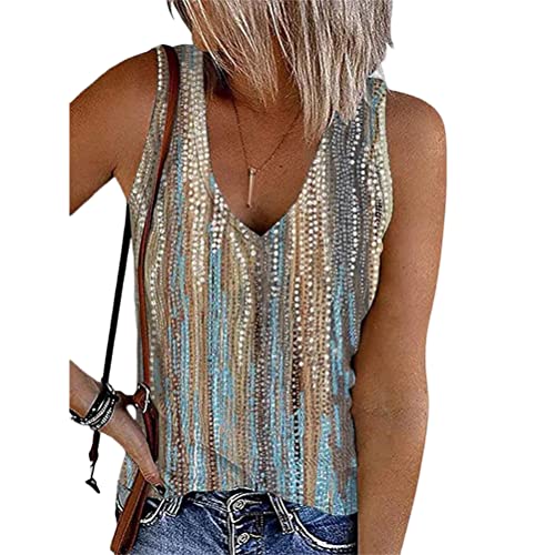 ORANDESIGNE Damen Tank Top Spaghetti Tops Ärmellos Unterhemd Sexy Tank Top Gerippt Camisole Sommer Shirts Oberteile I Grau 3XL von ORANDESIGNE