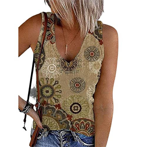 ORANDESIGNE Damen Tank Top Spaghetti Tops Ärmellos Unterhemd Sexy Tank Top Gerippt Camisole Sommer Shirts Oberteile I Khaki L von ORANDESIGNE