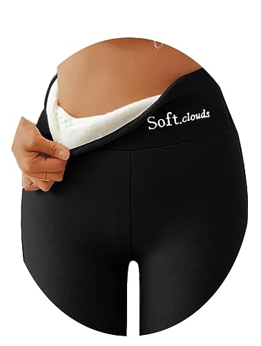 ORANDESIGNE Damen Thermo Leggings Gefütterte Thermische Dehnbar Leggings Winter Verdickte Warme Leggins Slim Strumpfhose Hohe Taille Fleece Plüschleggings für Fitness Laufen Wandern A Schwarz S von ORANDESIGNE