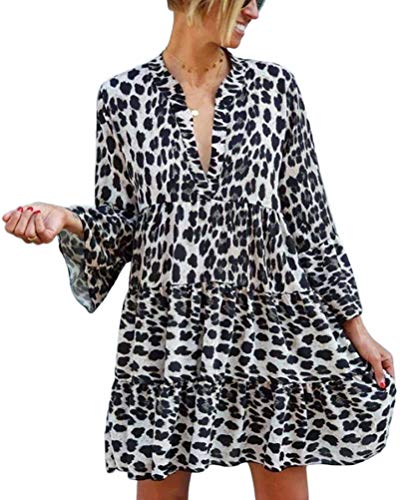 ORANDESIGNE Damen Tunika Kleid mit Leopard Muster Party-Kleid oder Freizeit-Minikleid Schwarz L ORANDESIGNE Damen Tunika Kleid mit Leopard Muster Party-Kleid oder Freizeit-Minikleid Schwarz L von ORANDESIGNE