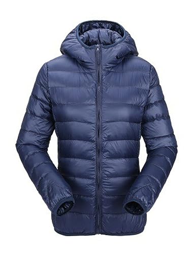 ORANDESIGNE Damen Übergangsjacke Leichte Steppjacke Stehkragen Kapuze Reißverschluss Daunenjacke Freizeitjacke Windjacke Bomberjacke Sportjacke Wärme Outdoor Gesteppte Jacke A Marine S von ORANDESIGNE