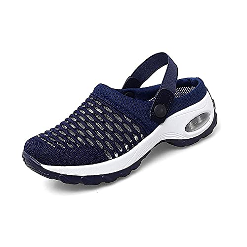 ORANDESIGNE Damen Walkingschuhe Leichte Mesh Turnschuhe Slip On Sneakers Freizeit Atmungsaktive Leichte Gartenschuhe Outdoor Mesh Hausschuhe Sandalen Sandalen A Blau 39 von ORANDESIGNE