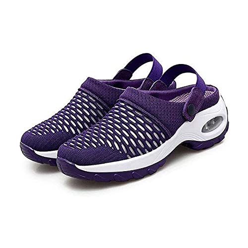 ORANDESIGNE Damen Walkingschuhe Leichte Mesh Turnschuhe Slip On Sneakers Freizeit Atmungsaktive Leichte Gartenschuhe Outdoor Mesh Hausschuhe Sandalen Sandalen A Violett 40 von ORANDESIGNE