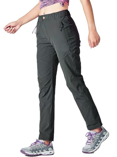 ORANDESIGNE Damen Wanderhose Outdoorhose Wasserdicht Schnelltrocknend Stretch Trekkinghose Herren Funktionshose mit Reißverschlusstaschen A Grau Damen L von ORANDESIGNE