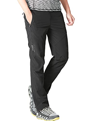 ORANDESIGNE Damen Wanderhose Outdoorhose Wasserdicht Schnelltrocknend Stretch Trekkinghose Herren Funktionshose mit Reißverschlusstaschen B Schwarz Herren L von ORANDESIGNE