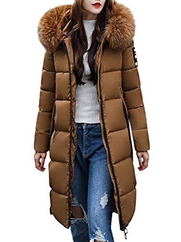 ORANDESIGNE Damen Warm Winterjacke Parka Jacke Mantel Lange Mit Fellkapuze Steppjacke Wintermantel Kaffee DE 40 von ORANDESIGNE